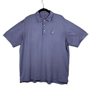 Peter Millar Summer Comfort Men's XL Blue Pink Stripe Polo Shirt Golf Casual